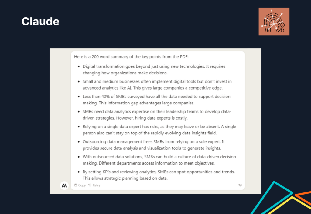 Output Claude LLM text summarization