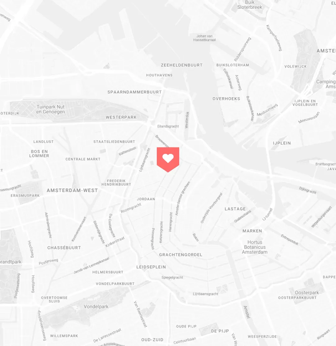 Map of Amsterdam with Nucleoo office